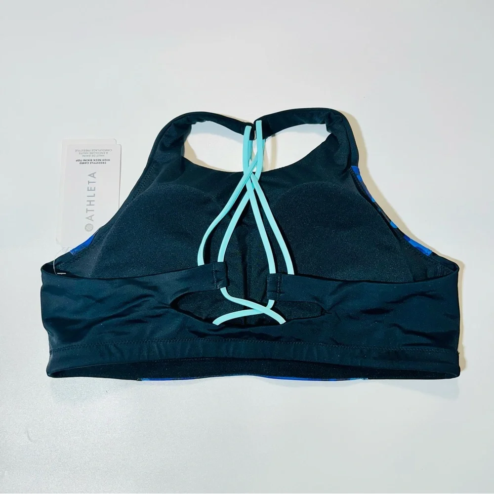 Athleta sports bra Freestyle Camo High Neck sports bra blue New women size L